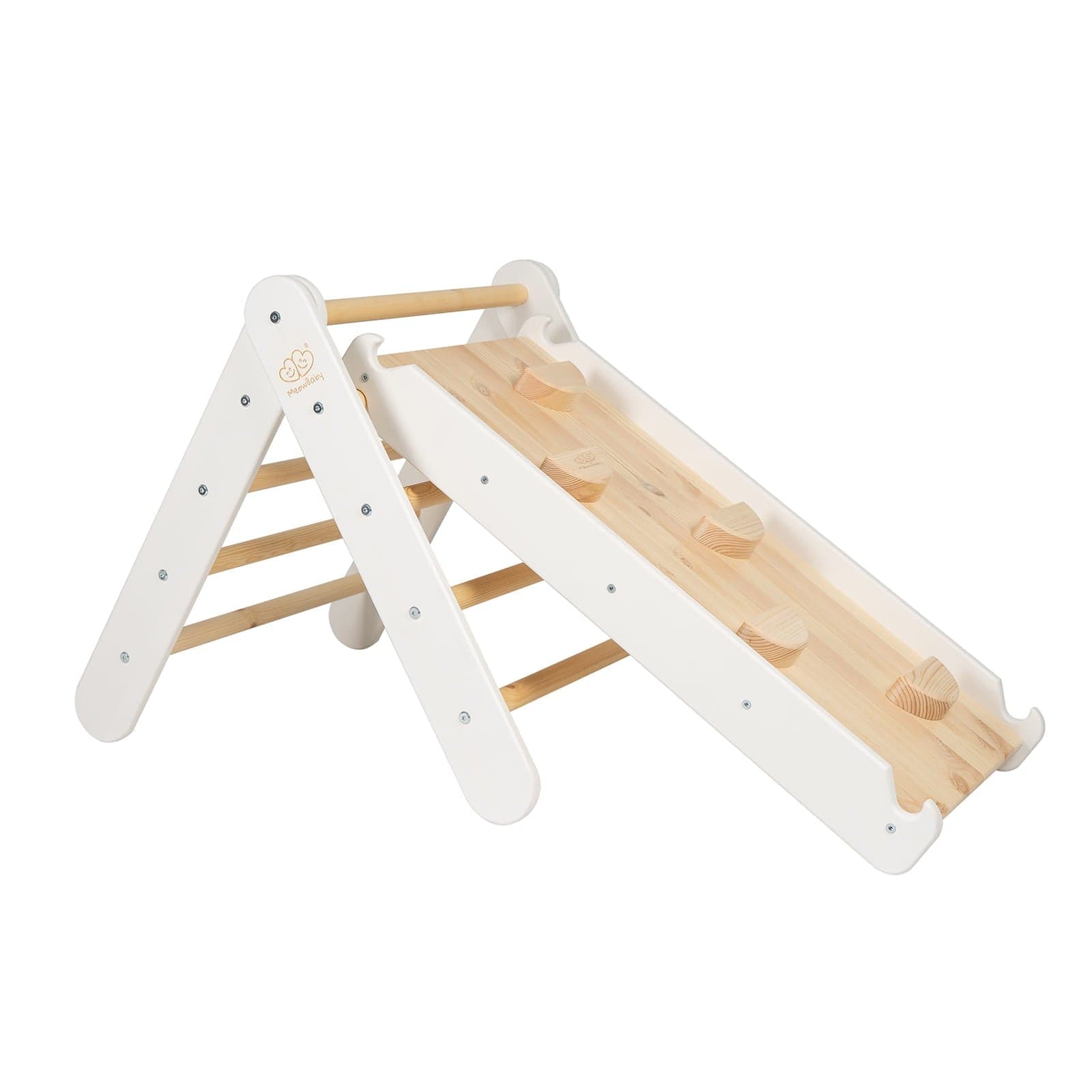 Meowbaby Wooden Climbing Triangle for Kids with Slide 2 in 1