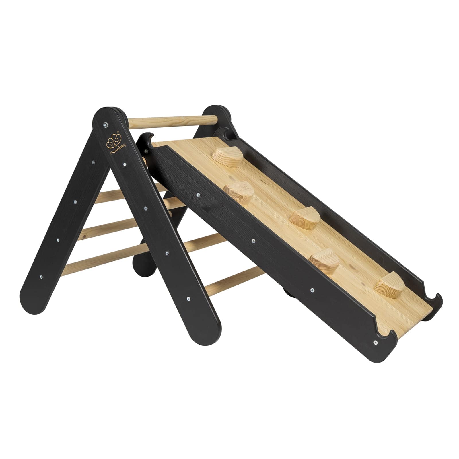Meowbaby Wooden Climbing Triangle for Kids with Slide 2 in 1