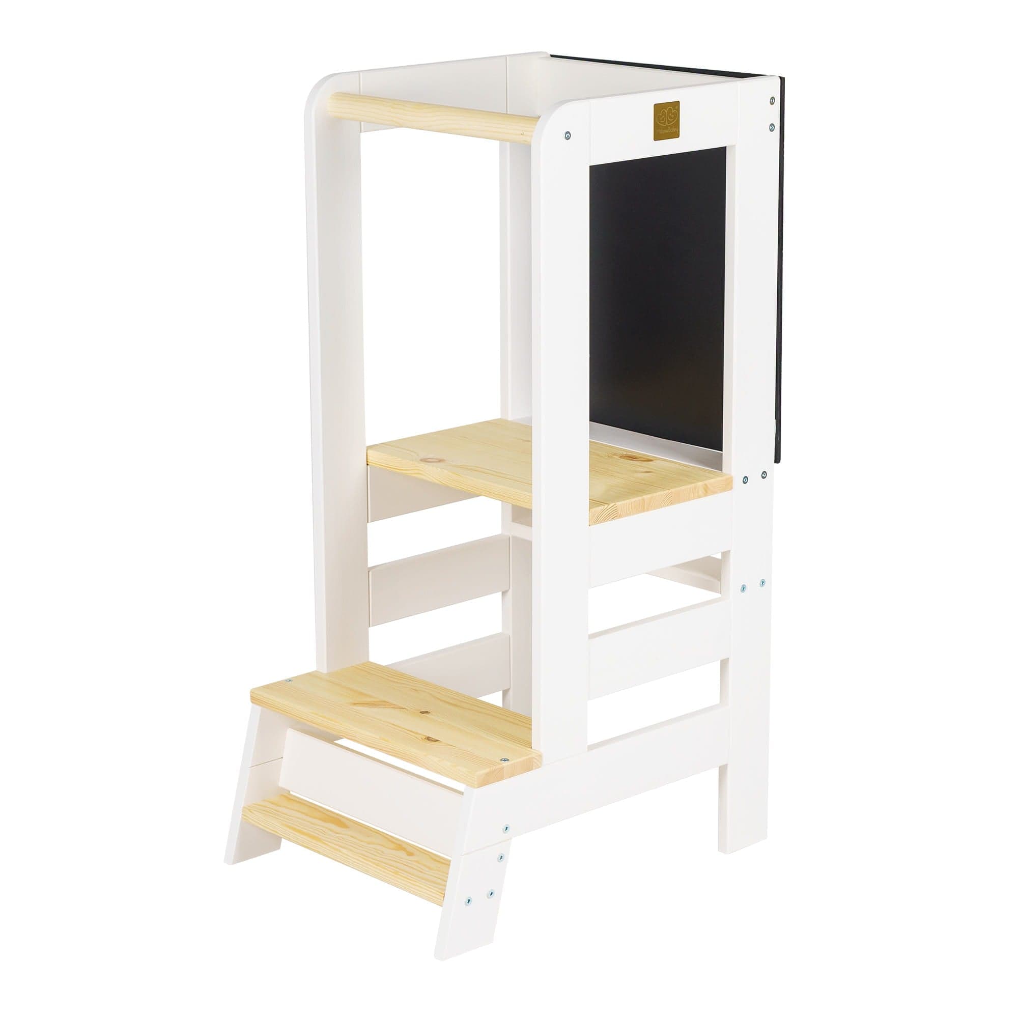 Meowbaby Wooden Kitchen Nursery Step Stool for Kids | 3 Adjustable Height
