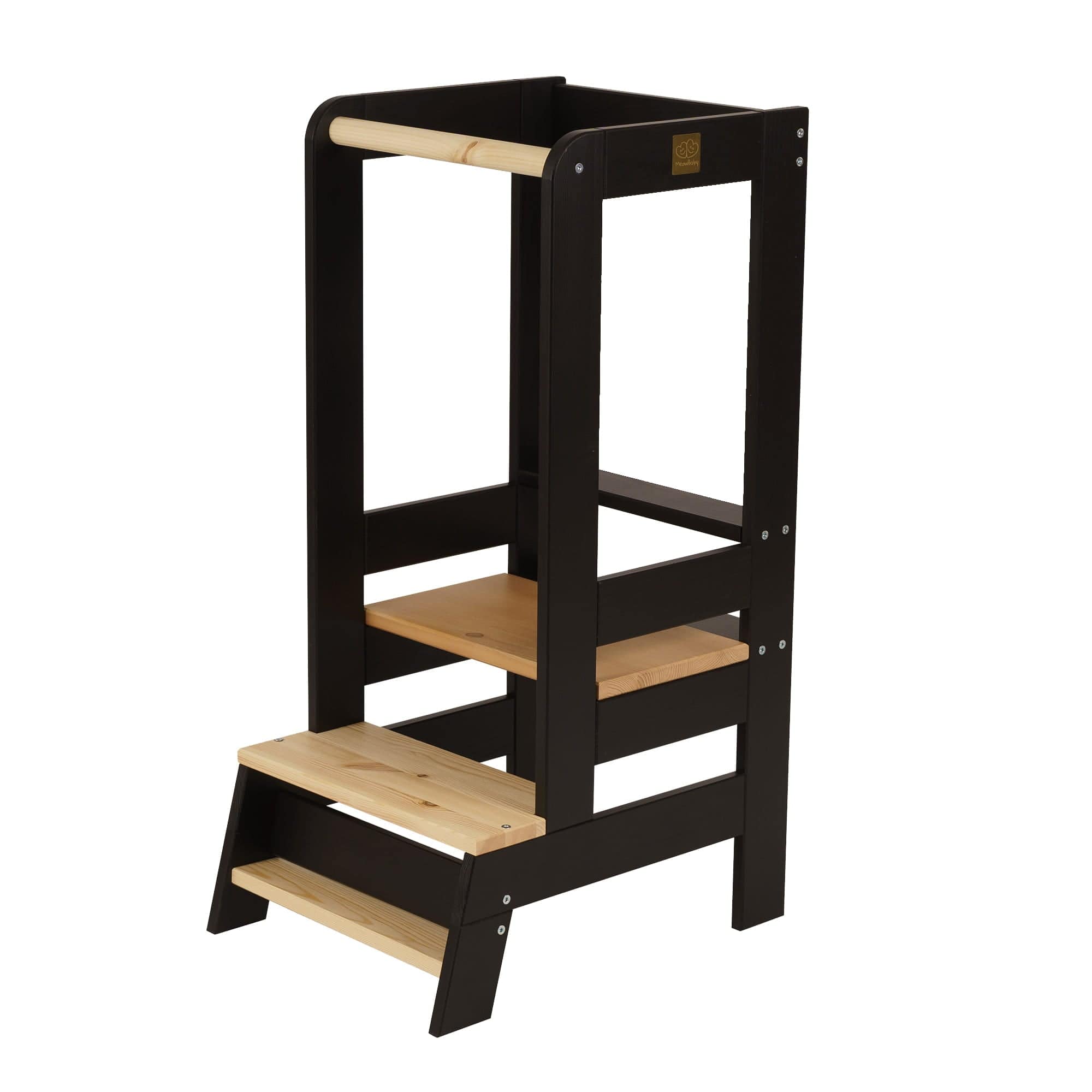 Meowbaby Wooden Kitchen Nursery Step Stool for Kids | 3 Adjustable Height