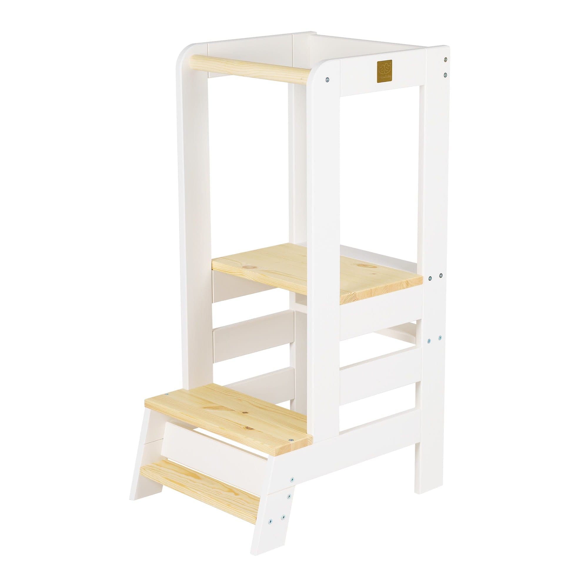 Meowbaby Wooden Kitchen Nursery Step Stool for Kids | 3 Adjustable Height