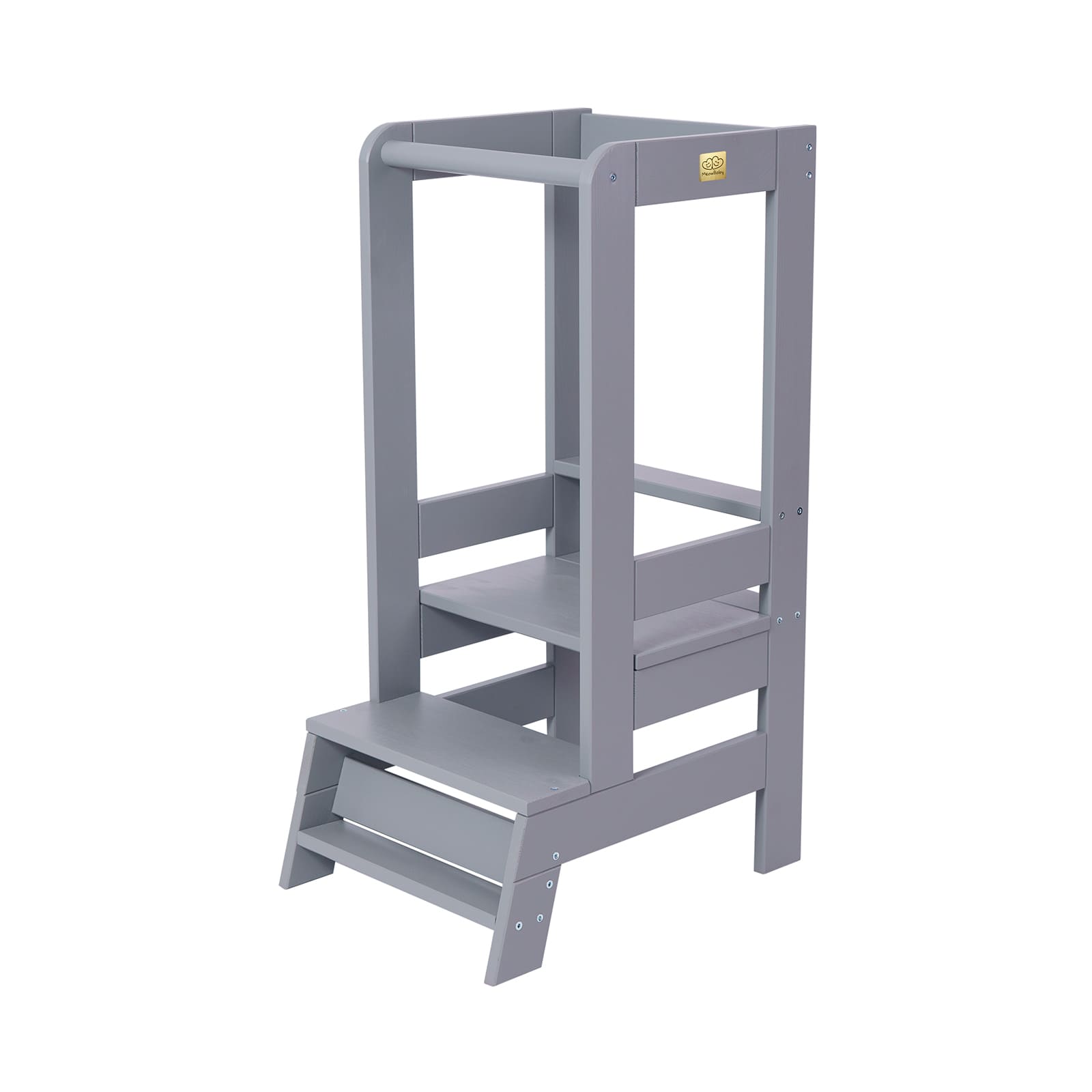 Meowbaby Wooden Kitchen Nursery Step Stool for Kids | 3 Adjustable Height