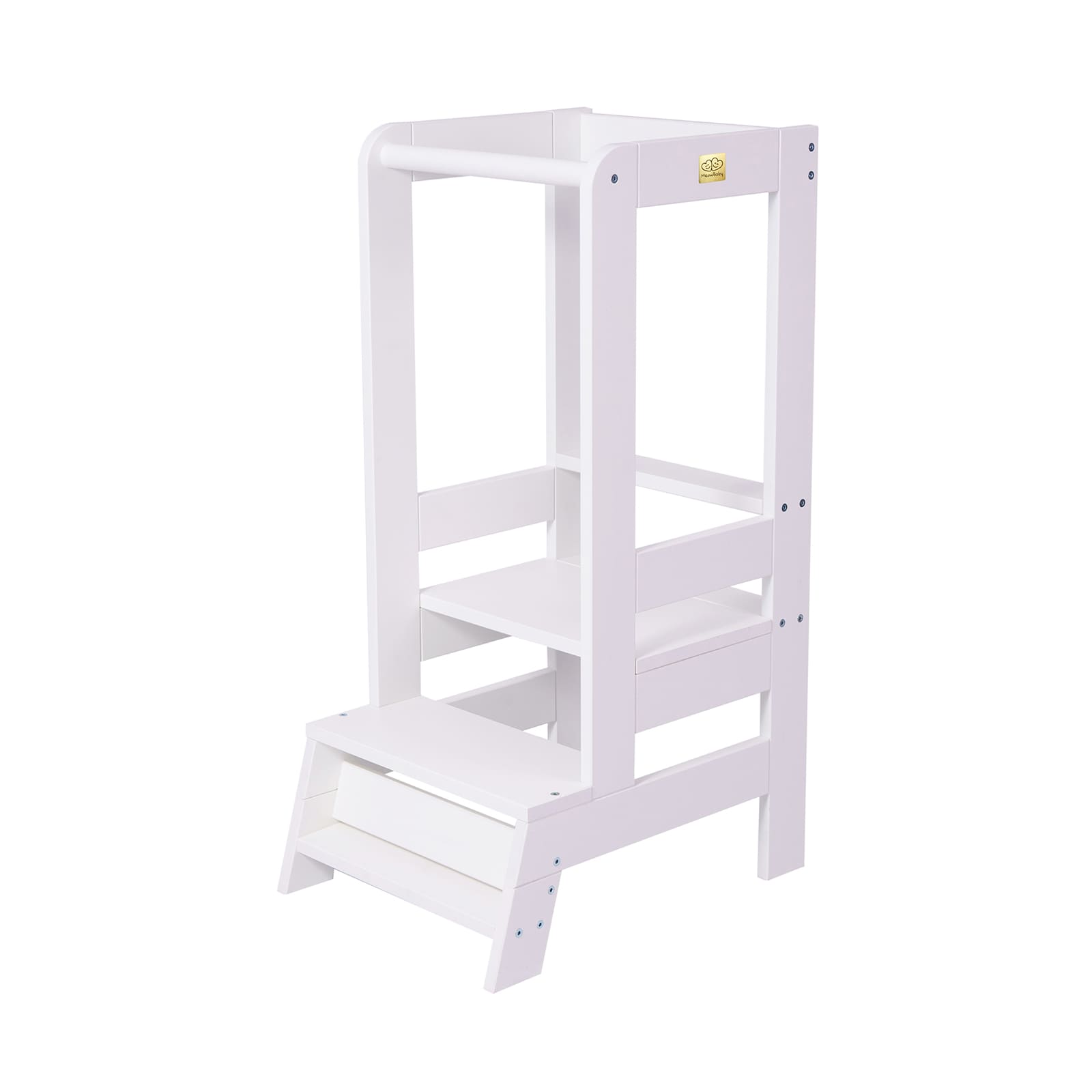 Meowbaby Wooden Kitchen Nursery Step Stool for Kids | 3 Adjustable Height