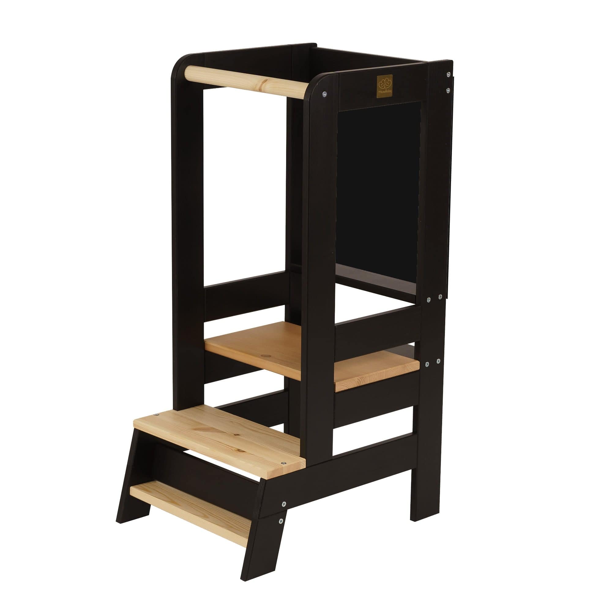 Meowbaby Wooden Kitchen Nursery Step Stool for Kids | 3 Adjustable Height