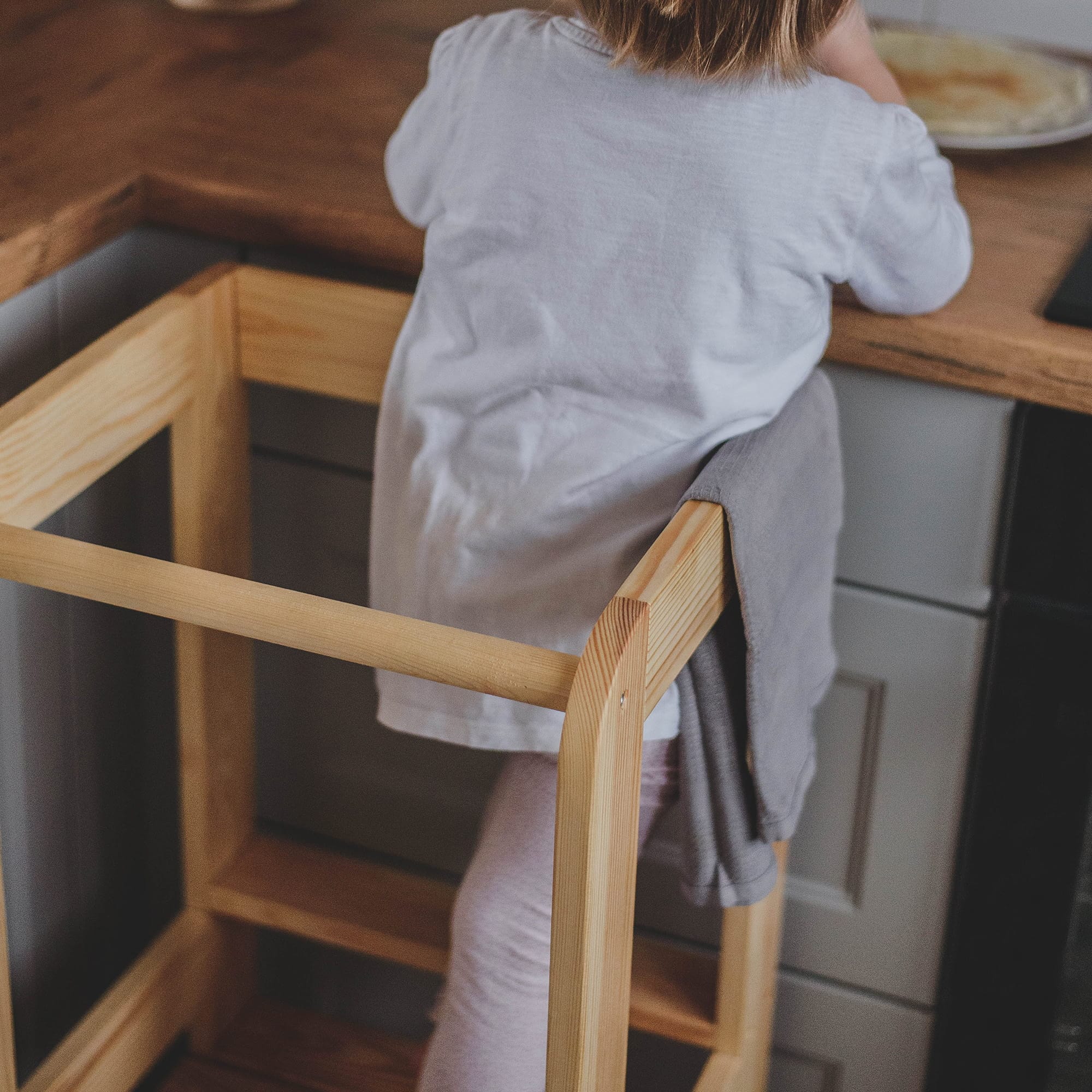 Meowbaby Wooden Kitchen Nursery Step Stool for Kids | 3 Adjustable Height