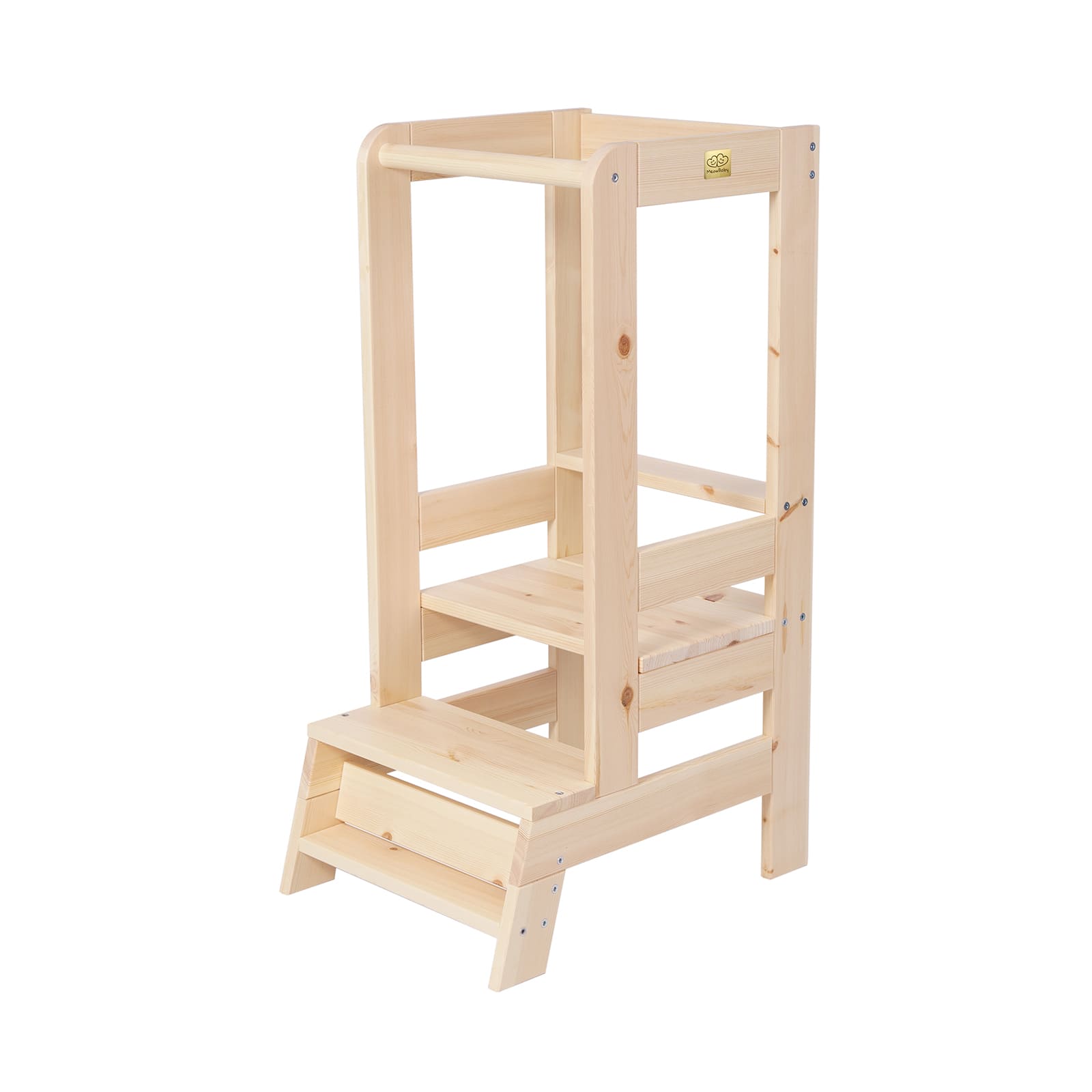 Meowbaby Wooden Kitchen Nursery Step Stool for Kids | 3 Adjustable Height