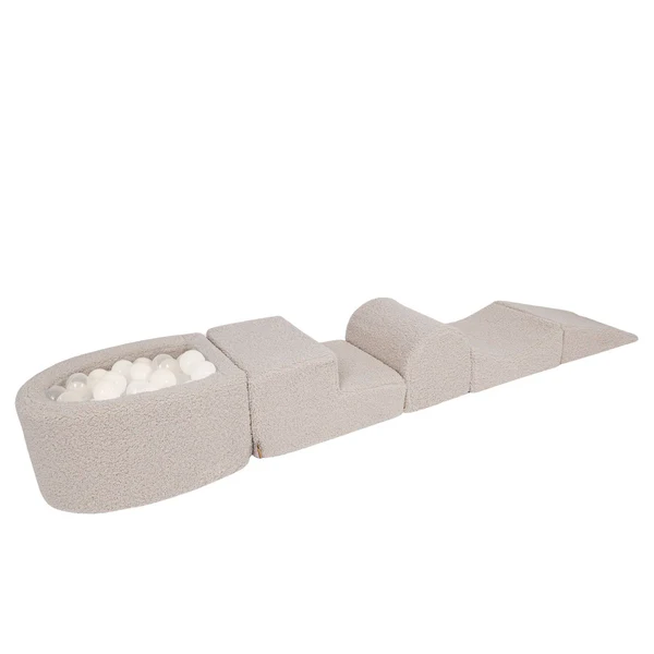 Parcours de motricité avec petite piscine à balles, en peluche Bearly - Gris | Balles au choix