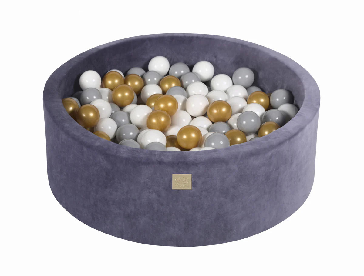 Piscine à balles ronde 90x30 cm en velours, 200 balles -Bleu | Balles au choix