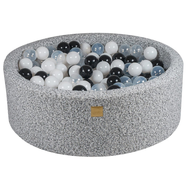Piscine à balles ronde 90x30 cm en bouclette, 200 balles - Gris mélangé | Balles au choix