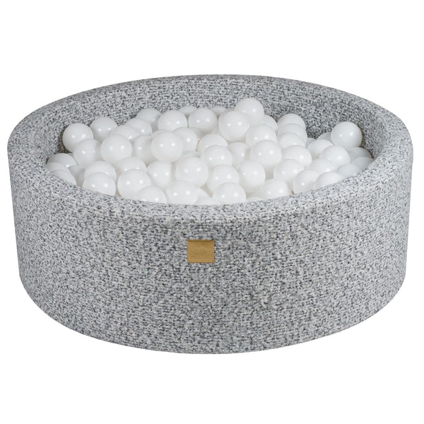 Piscine à balles ronde 90x30 cm en bouclette, 200 balles - Gris mélangé | Balles au choix