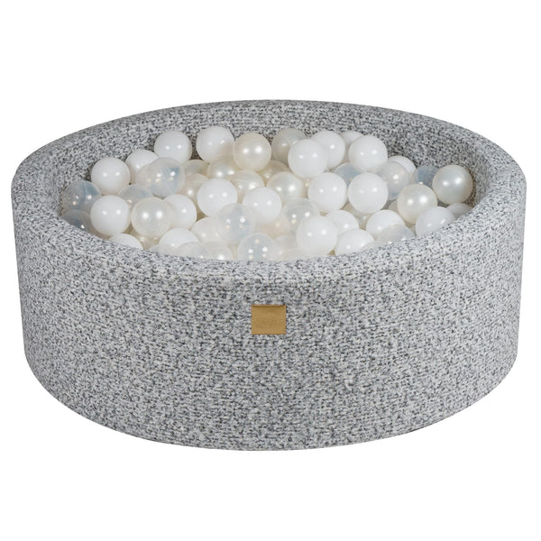 Piscine à balles ronde 90x30 cm en bouclette, 200 balles - Gris mélangé | Balles au choix