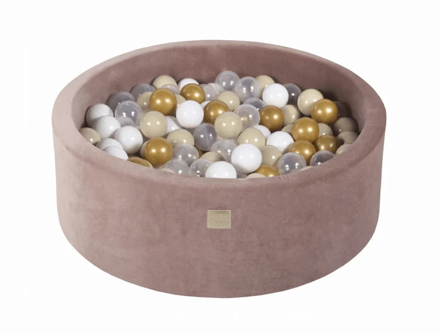 Piscine à balles ronde 90x30 cm en velours, 200 balles - Marron glacé | Balles au choix