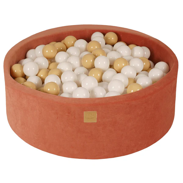 Piscine à balles ronde 90x30 cm en velours, 200 balles - Marsala | Balles au choix