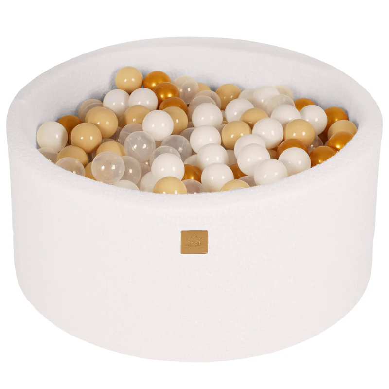 Piscine à balles ronde 90x40 cm en bouclette, 300 balles - Blanc | Balles au choix