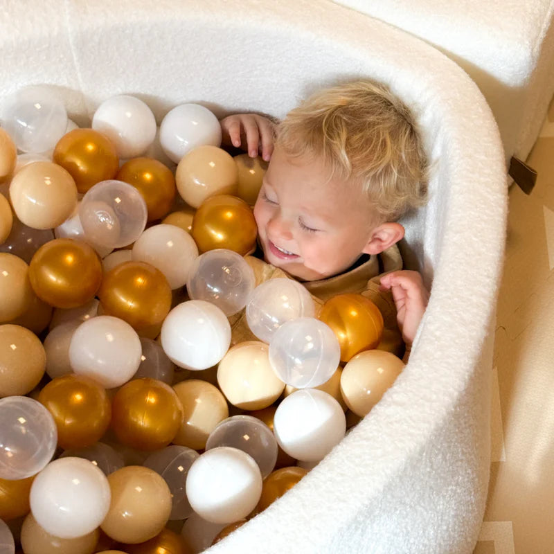 Piscine à balles ronde 90x40 cm en bouclette, 300 balles - Blanc | Balles au choix