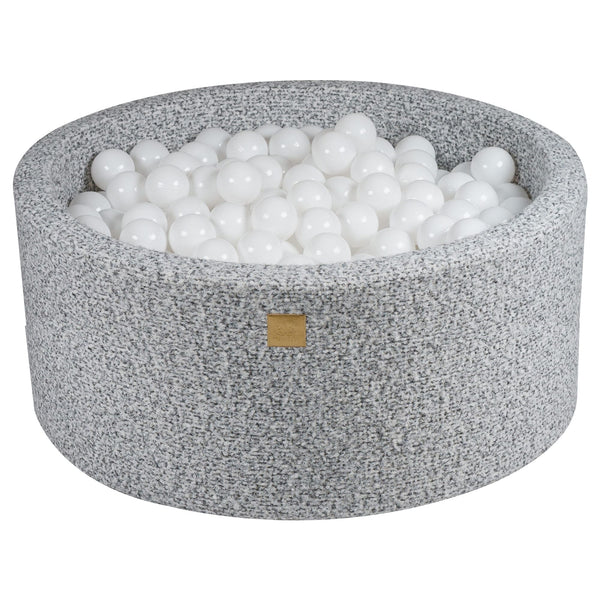 Piscine à balles ronde 90x40 cm en bouclette, 300 balles - Gris mélangé | Balles au choix