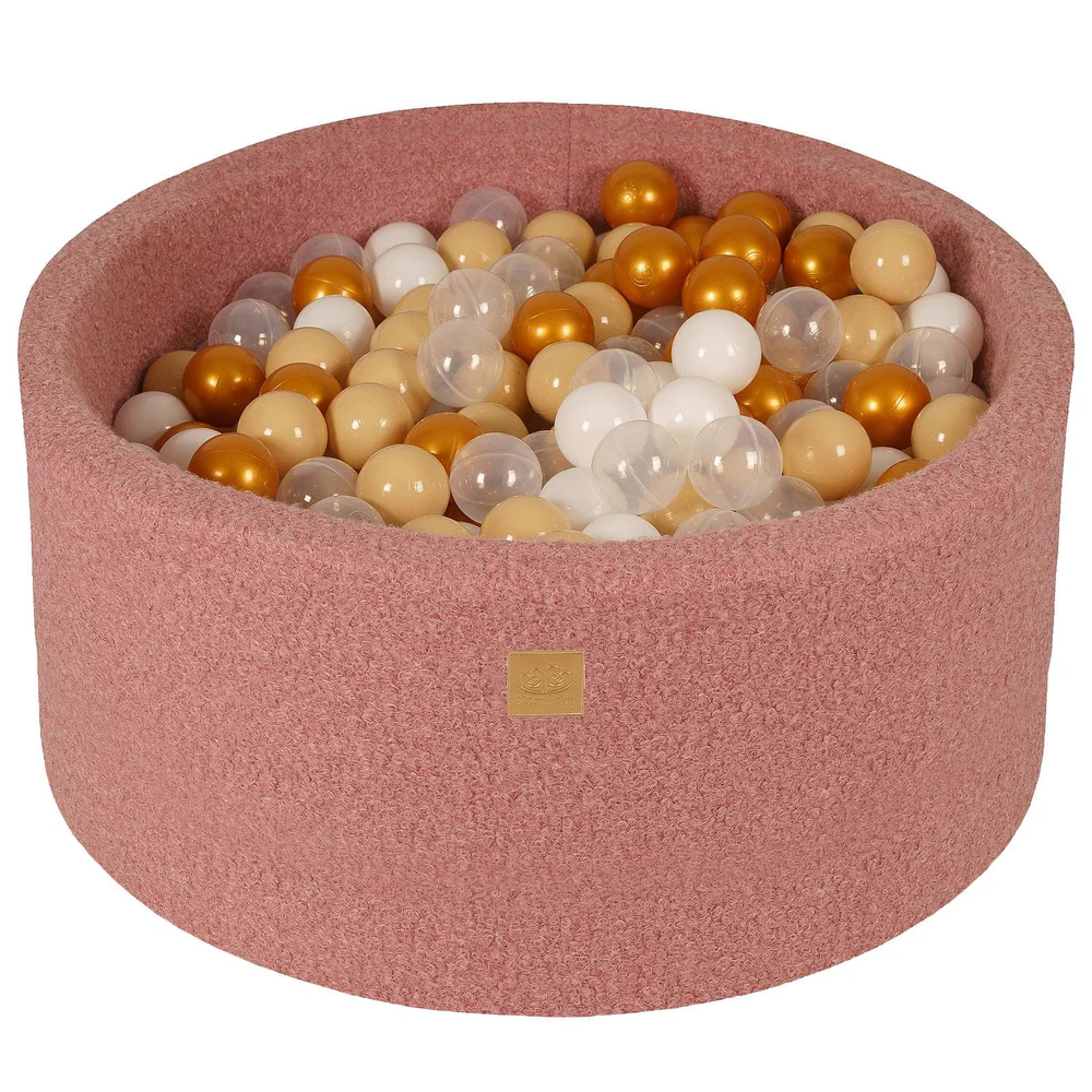 Piscine à balles ronde 90x40 cm en bouclette, 300 balles - Rose | Balles au choix