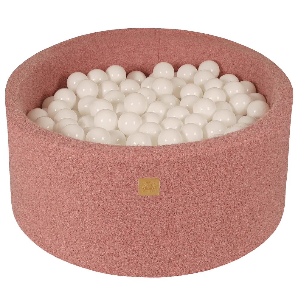 Piscine à balles ronde 90x40 cm en bouclette, 300 balles - Rose | Balles au choix