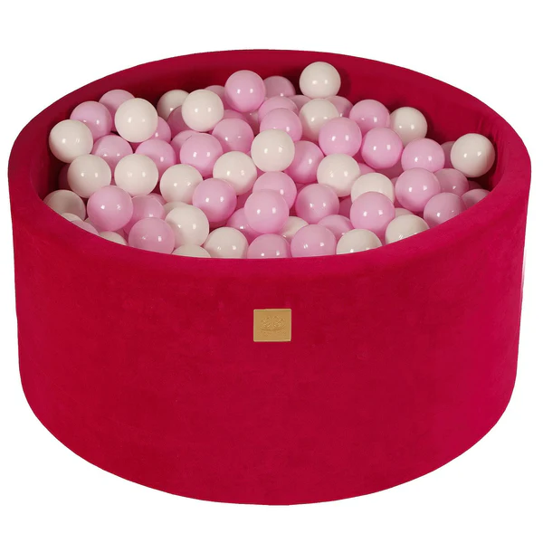 Piscine à balles ronde 90x40 cm en velours, 300 balles - Fuchsia | Balles au choix