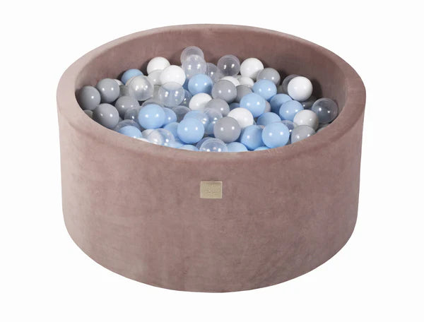 Piscine à balles ronde 90x40 cm en velours, 300 balles - Marron glacé | Balles au choix