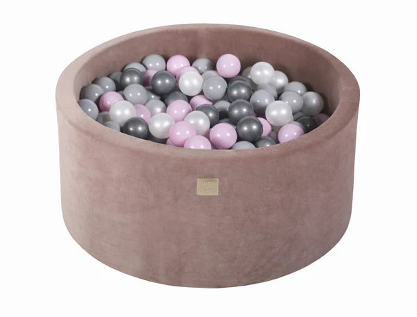 Piscine à balles ronde 90x40 cm en velours, 300 balles - Marron glacé | Balles au choix