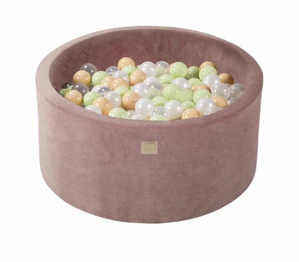 Piscine à balles ronde 90x40 cm en velours, 300 balles - Marron glacé | Balles au choix