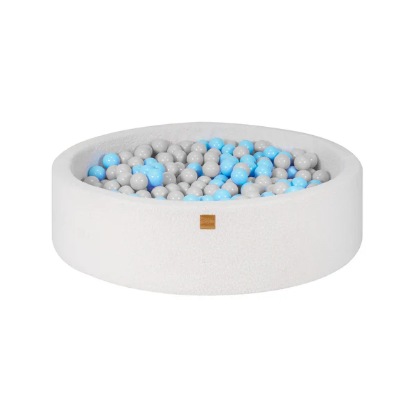 Piscine à balles ronde 120x30 cm en bouclette, 300 balles - Blanc | Balles au choix