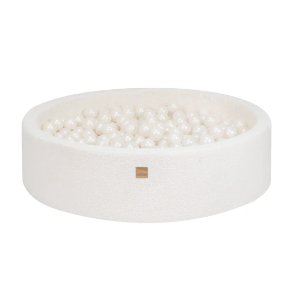 Piscine à balles ronde 120x30 cm en bouclette, 300 balles - Blanc | Balles au choix