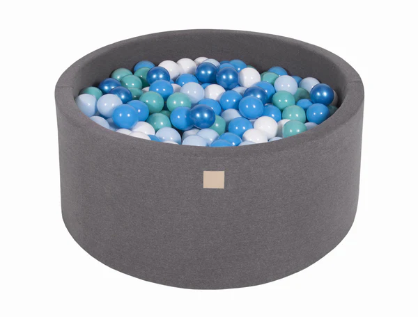 Piscine à balles ronde 90x40 cm en jersey, 300 balles - Gris | Balles au choix