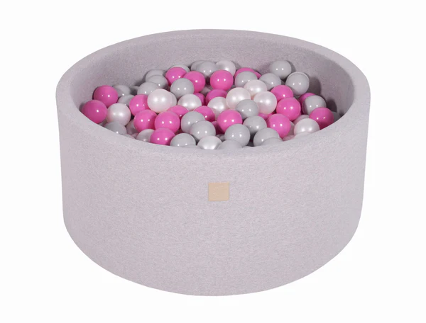 Piscine à balles ronde 90x30 cm en jersey, 200 balles - Gris clair | Balles au choix