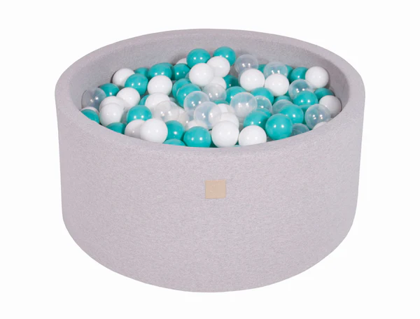 Piscine à balles ronde 90x30 cm en jersey, 200 balles - Gris clair | Balles au choix