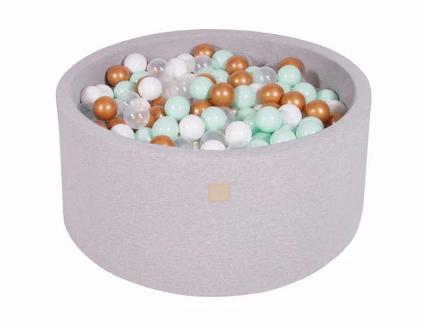 Piscine à balles ronde 90x30 cm en jersey, 200 balles - Gris clair | Balles au choix
