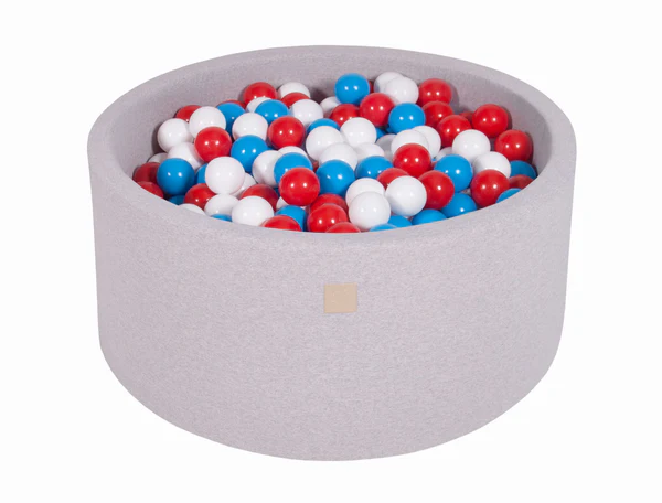 Piscine à balles ronde 90x30 cm en jersey, 200 balles - Gris clair | Balles au choix