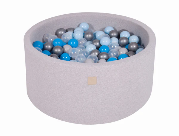 Piscine à balles ronde 90x30 cm en jersey, 200 balles - Gris clair | Balles au choix