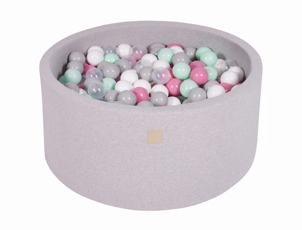 Piscine à balles ronde 90x30 cm en jersey, 200 balles - Gris clair | Balles au choix