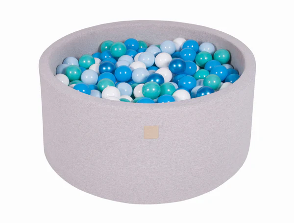 Piscine à balles ronde 90x30 cm en jersey, 200 balles - Gris clair | Balles au choix