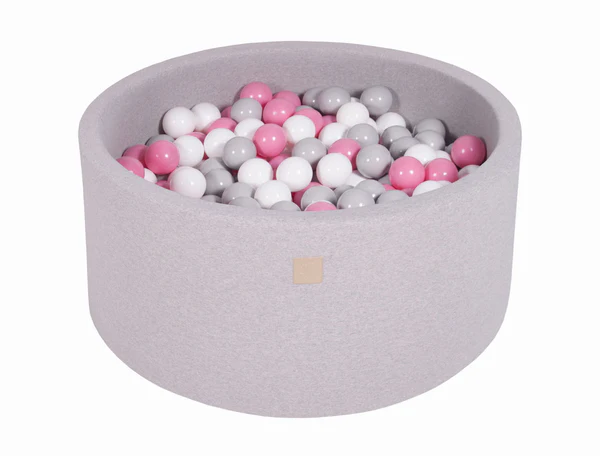 Piscine à balles ronde 90x30 cm en jersey, 200 balles - Gris clair | Balles au choix