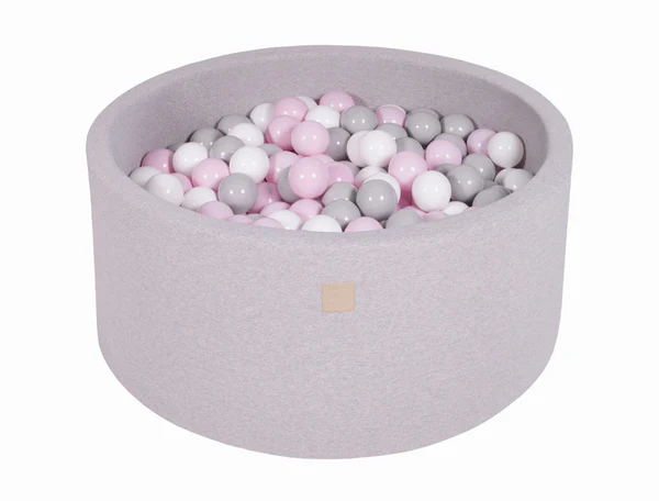 Piscine à balles ronde 90x30 cm en jersey, 200 balles - Gris clair | Balles au choix