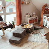 Parcours avec piscine à balles ronde 90x30 cm en velours Corduroy à larges côtes Aesthetic, 200 balles - Marron | Balles au choix