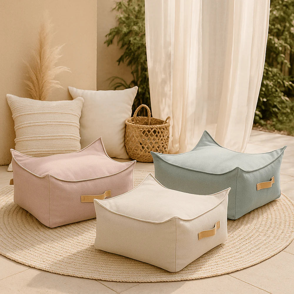 Coussin de sol carré d'extérieur en toile imperméable et résistante aux UV Outzy