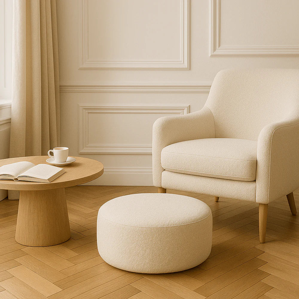 Coussin de sol rond en bouclette