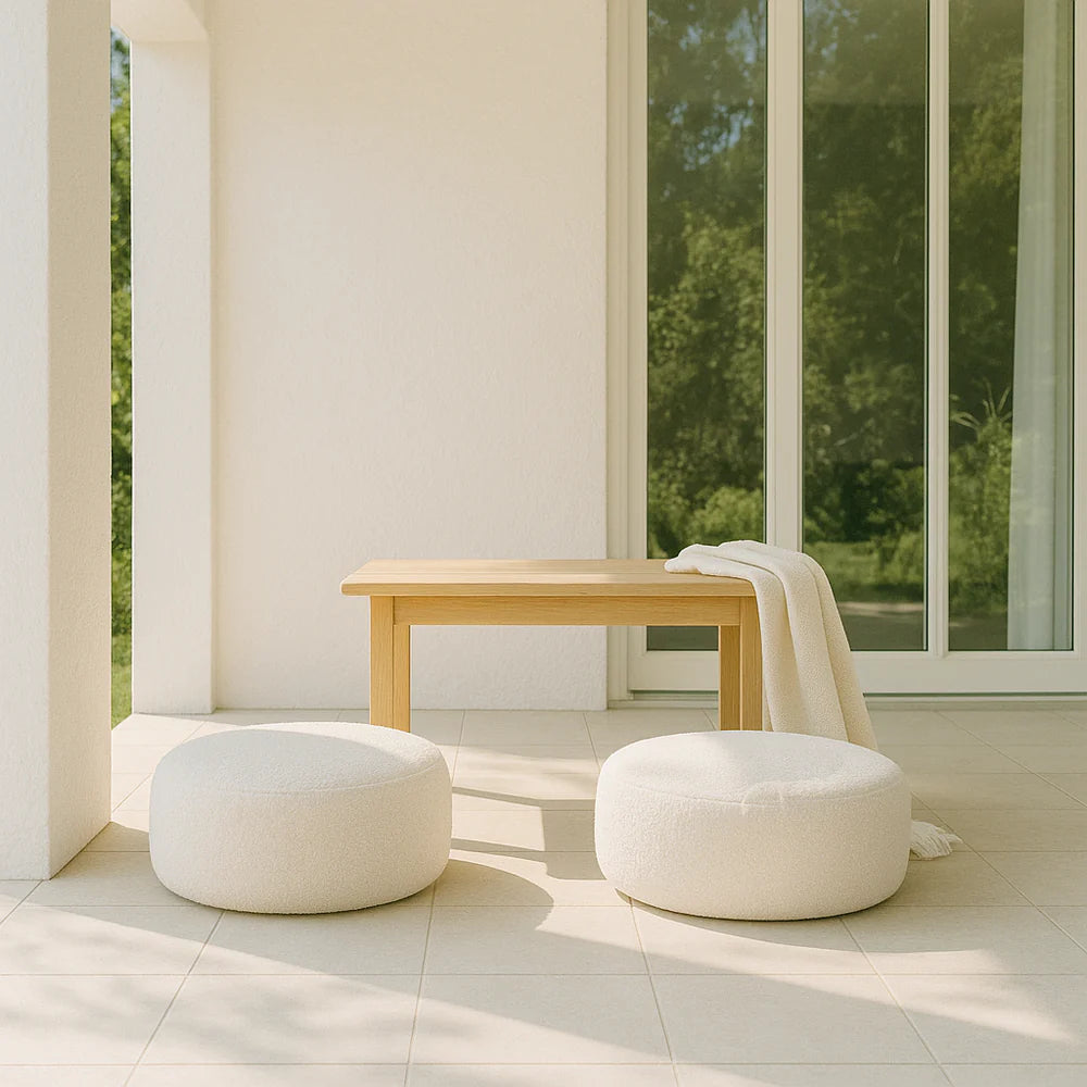 Coussin de sol rond en bouclette