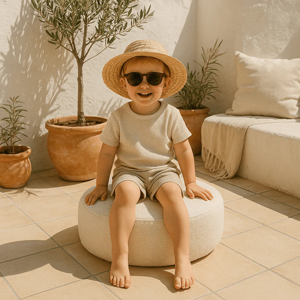 Coussin de sol rond en bouclette