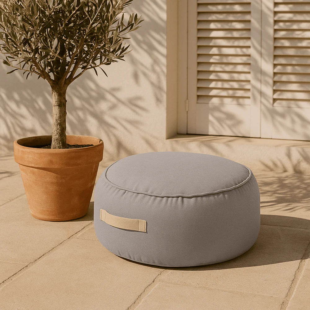 Coussin de sol rond d'extérieur en toile imperméable et résistante aux UV Outzy