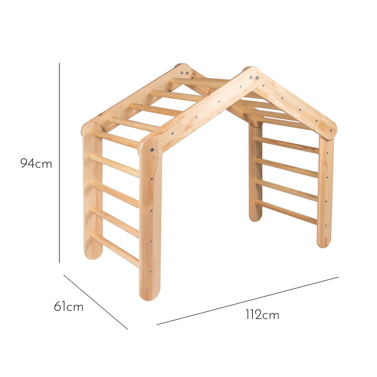Triangle de Pikler XL ou double en bois, évolutif en cabane, avec option tente