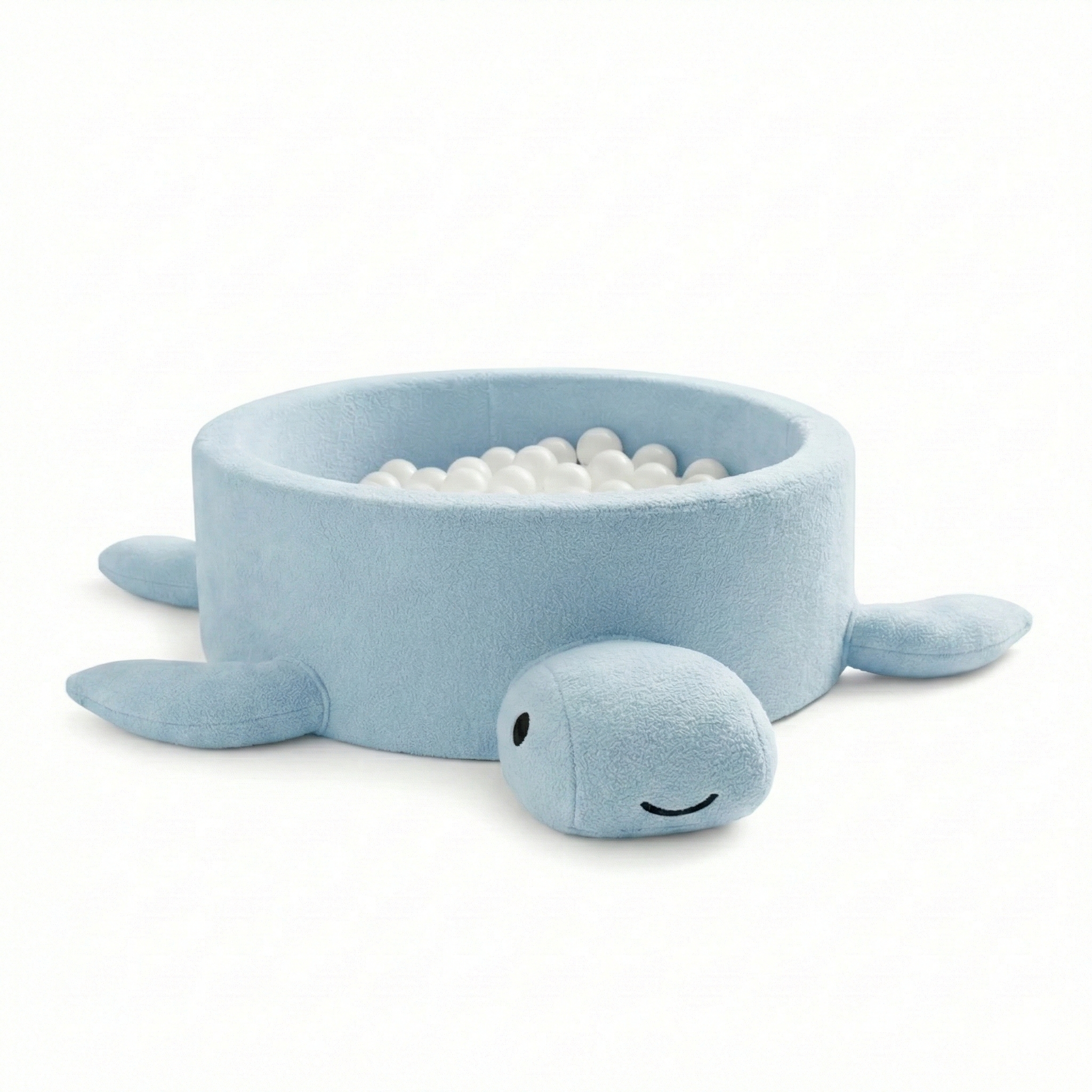 Piscine à balles Tortue 90x30 cm en bouclette, 200 balles - Bleu | Balles au choix